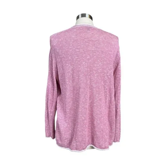 Eileen Fisher Sweater Women Medium M Organic Cotton & Linen Pink boho Lagenlook - Picture 8 of 14